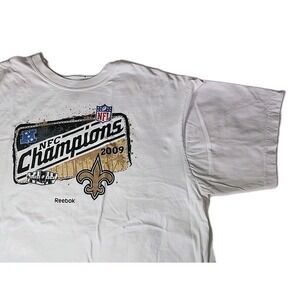 New Orleans Saints Reebok Men's 2XL NFC Champions White Short Sleeve T-Shirt EUC